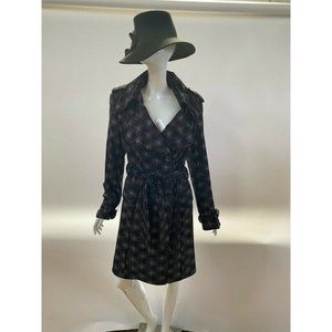 Alberto Makali Womens Trench Coat Black White Stri